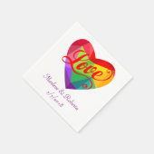 Gay Lesbian Rainbow Heart Wedding Personalisiertes Serviette (Ecke)