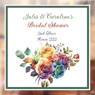 Gay/Lesbian Rainbow-Rose Brautparty Fensteraufkleber