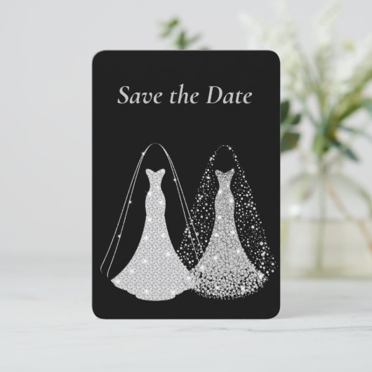 Gay Lesbian Save the Date Card (Stehend Vorderseite)