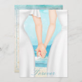 Gay Lesbian Two Brides on Beach Einladung (Vorne/Hinten)