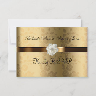 Gay Lesbian Wedding RSVP Gold, Schokolade Brown Karte