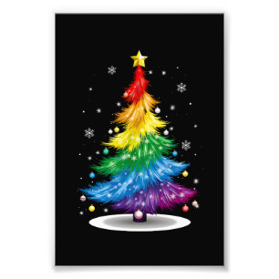 Gay LGBT Pride Rainbow Christmas Tree Merry Xmas Fotodruck