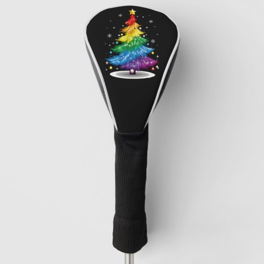 Gay LGBT Pride Rainbow Christmas Tree Merry Xmas Golf Headcover (Vorderseite)