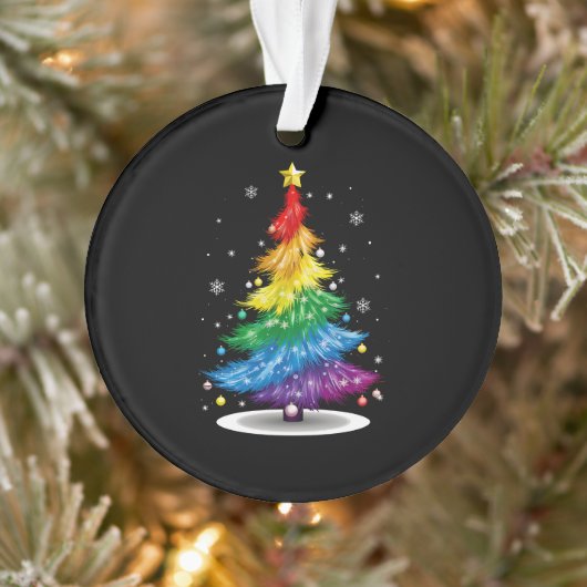 Gay LGBT Pride Rainbow Christmas Tree Merry Xmas Ornament (Baum)