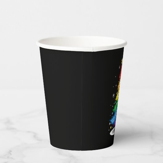 Gay LGBT Pride Rainbow Christmas Tree Merry Xmas Pappbecher (Rechts)