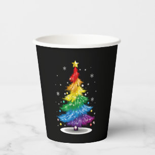 Gay LGBT Pride Rainbow Christmas Tree Merry Xmas Pappbecher