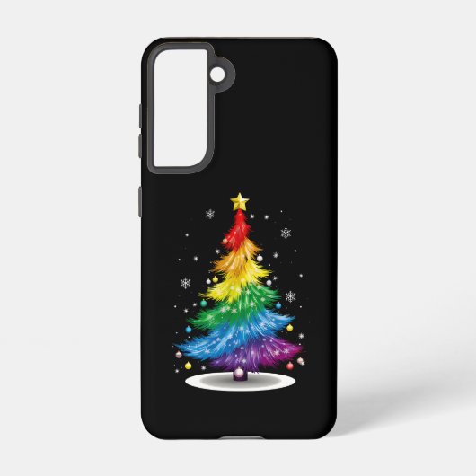 Gay LGBT Pride Rainbow Christmas Tree Merry Xmas Samsung Galaxy Hülle (Rückseite)