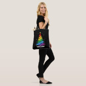 Gay LGBT Pride Rainbow Christmas Tree Merry Xmas Tasche (Am Model)