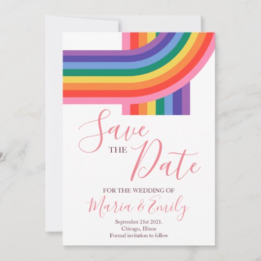 Gay LGBT Pride Rainbow Wedding Save The Date (Vorderseite)