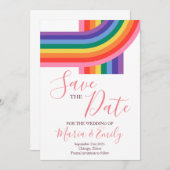 Gay LGBT Pride Rainbow Wedding Save The Date (Vorne/Hinten)