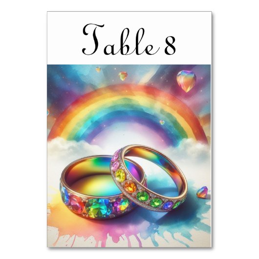 Gay LGBTQ Hochzeitsringe Tischnummern (Vorderseite)