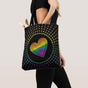 Gay LGBTQ Pride Monat Liebe Rainbow Herzpunkte Tasche