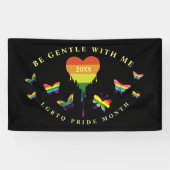 Gay LGBTQ Pride Month Rainbow Heart Butterfells Banner (Horizontal)