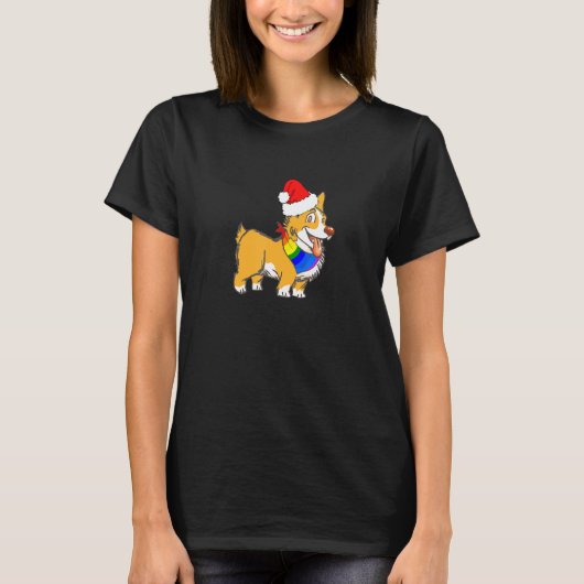 Gay Lgbtq Prix Weihnachten Niedliche Corgi Weihnac T-Shirt (Vorderseite)