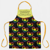 Gay LGBTQ Rainbow Hört Muster Geschäftsname Schürze (Vorderseite)