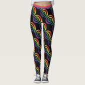 Gay LGBTQ Rainbow Pride Stripe Circle Pattern Leggings (Vorderseite)
