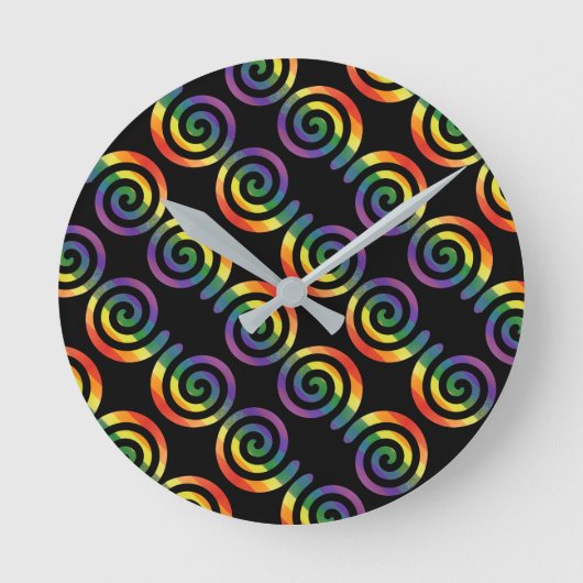 Gay LGBTQ Rainbow Pride Stripe Circle Pattern Runde Wanduhr (Vorderseite)