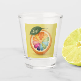 Gay Lgbtq Regenbogenorange mit Liebe Schnapsglas