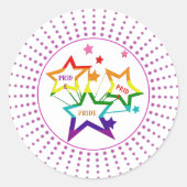 Gay LGBTQ Stolz Monatsstars Farbenfroher Regenboge Runder Aufkleber (Vorderseite)