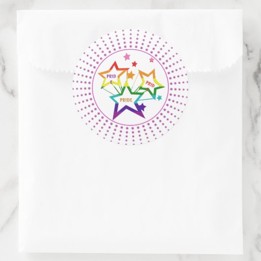 Gay LGBTQ Stolz Monatsstars Farbenfroher Regenboge Runder Aufkleber (Tasche)