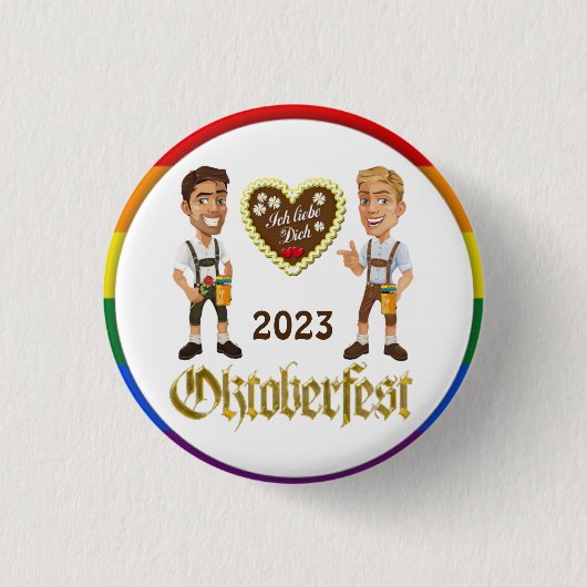 Gay LGBTQIA+ Oktoberfest 2023 Gay Button Button (Vorderseite)