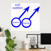 Gay Lovers Just Married Customizable Poster (Heimbüro)