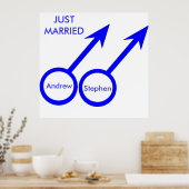 Gay Lovers Just Married Customizable Poster (Küche)