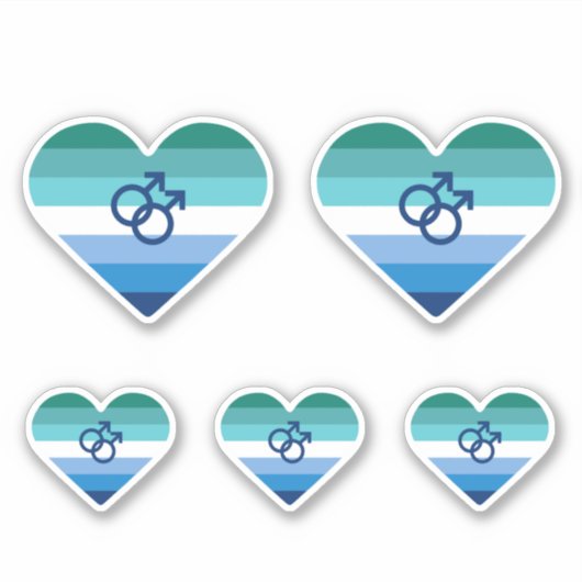 Gay Male Azure MLM Herz Aufkleber (Vorderseite)