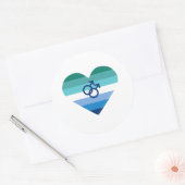 Gay Male Azure MLM Herz Runder Aufkleber (Umschlag)