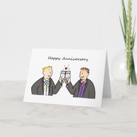 Gay Male Couple Happy Anniversary Grooms Karte (Vorderseite)