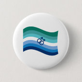 Gay Male Liebe Pride Azure Wavy Flag Button (Vorderseite)