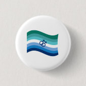 Gay Male Liebe Pride Azure Wavy Flag Button (Vorderseite)