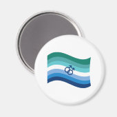 Gay Male Liebe Pride Azure Wavy Flag Magnet (Vorderseite/Rückseite)