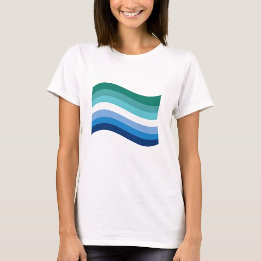 Gay Male Pride Azure Wavy Flag T-Shirt (Vorderseite)