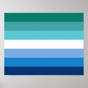 Gay Male Pride Flag (Azurblau) Poster