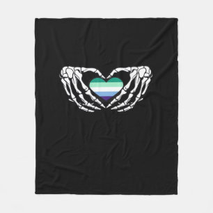 Gay Male Pride Skeleton Halloween Mlm Goth Heart C Fleecedecke