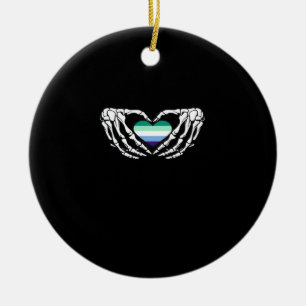 Gay Male Pride Skeleton Halloween Mlm Goth Heart C Keramik Ornament