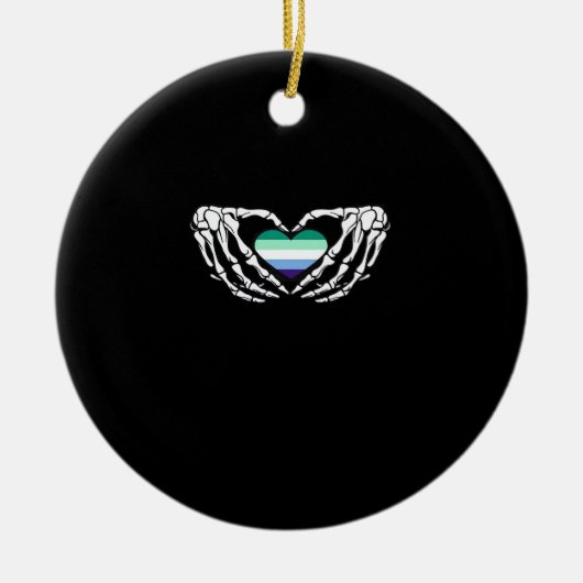 Gay Male Pride Skeleton Halloween Mlm Goth Heart C Keramik Ornament (Vorne)
