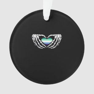 Gay Male Pride Skeleton Halloween Mlm Goth Heart C Ornament