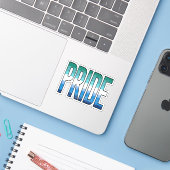 Gay Male Pride Word Aufkleber (Laptop mit iPhone)