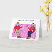 Gay Male Valentine Couple in Gesichtsmasken Karte (Gelbe Blume)