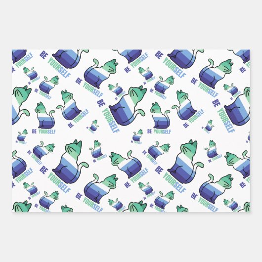 Gay man Pride Cat - Seien Sie selbst Geschenkpapier Set (Vorderseite)