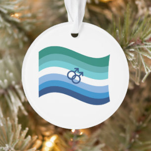 Gay-Männliche Liebe Pride-Azurblau-Flagge Ornament