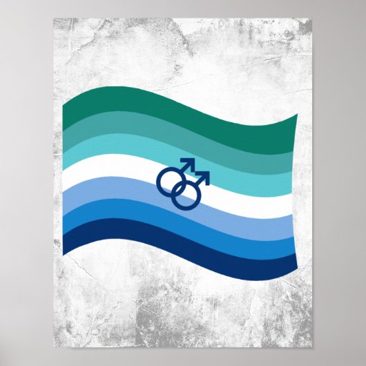 Gay-Männliche Liebe Pride-Azurblau-Flagge Poster (Vorne)
