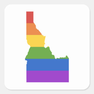 Gay Map of USA  Staat von Idaho Quadratischer Aufkleber