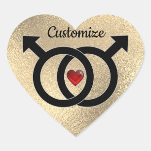 Gay Marriage Gold Heart Sticker
