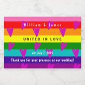 Gay Marriage LGBTQ Hochzeit Danke Schaumweinetikett (Einzelnes Label)
