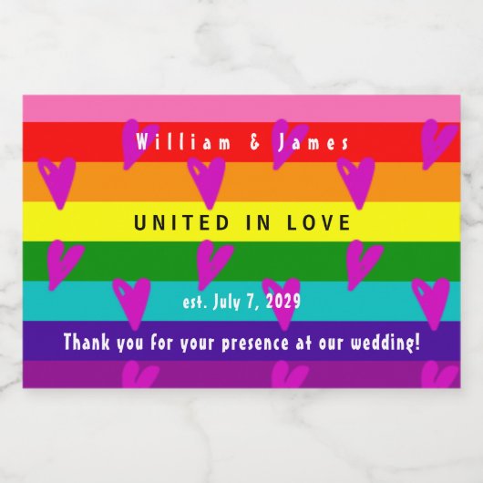 Gay Marriage LGBTQ Hochzeit Danke Schaumweinetikett (Einzelnes Label)