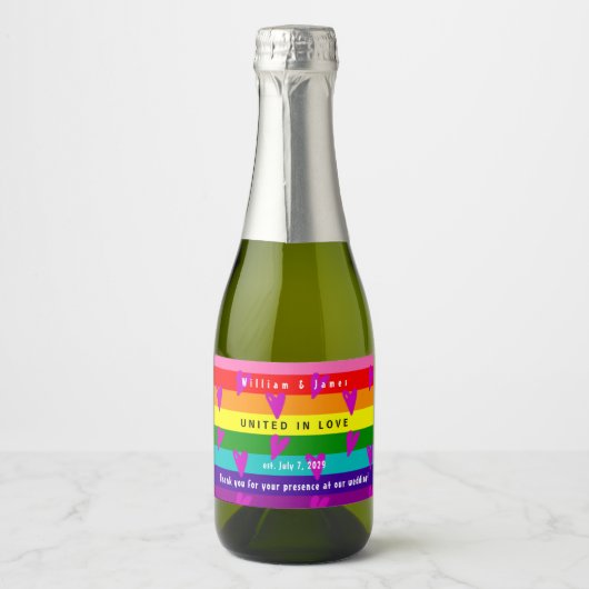 Gay Marriage LGBTQ Hochzeit Danke Schaumweinetikett (Vorderseite)