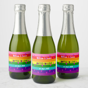 Gay Marriage Rainbow Flag Original 8 Streifen LGBT Schaumweinetikett